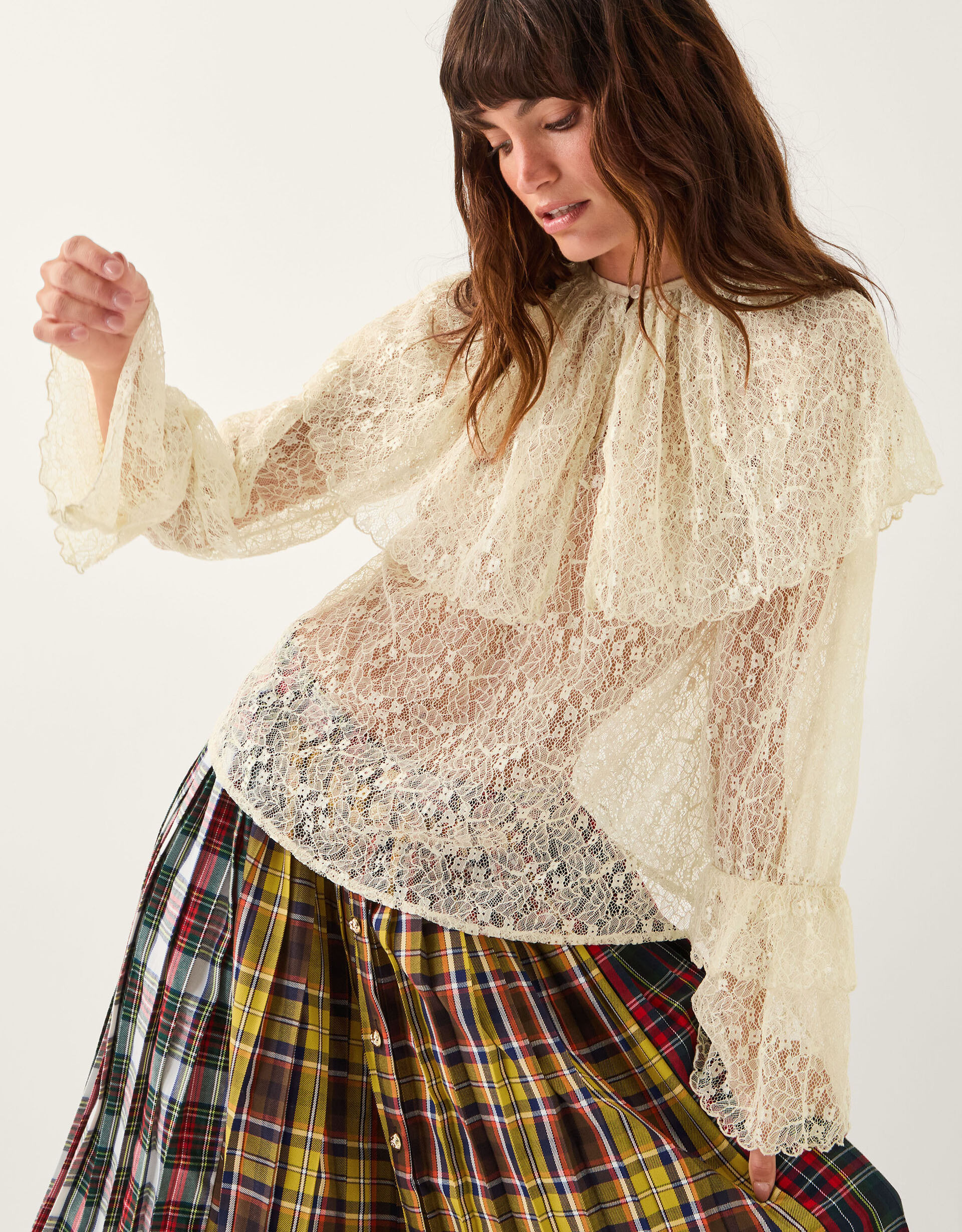 Monsoon x Sarah Corbett-Winder Oversized Collar Lace Blouse Cream | Monsoon (UK)