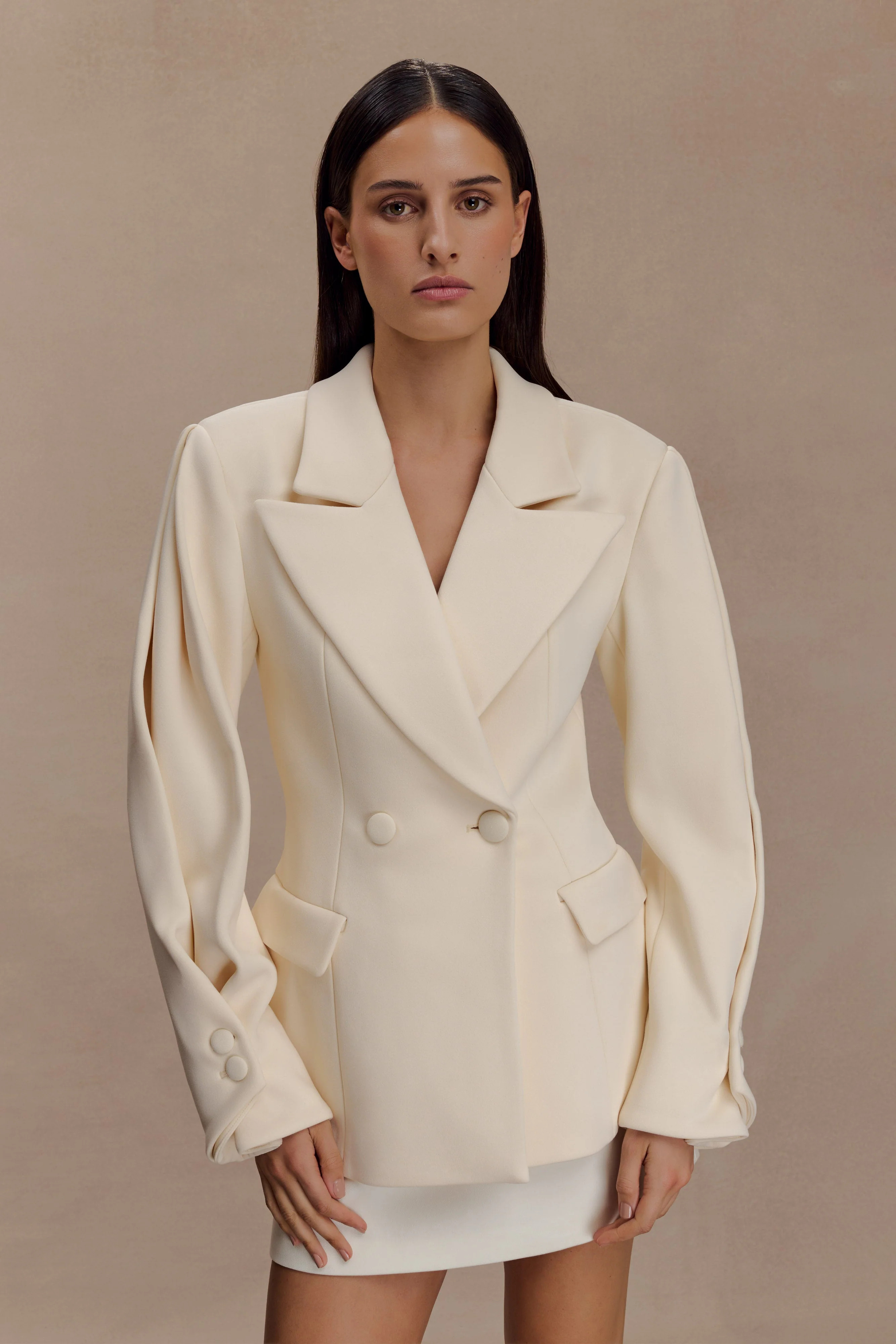 Wesley Structured Blazer - Buttercream | Meshki UK