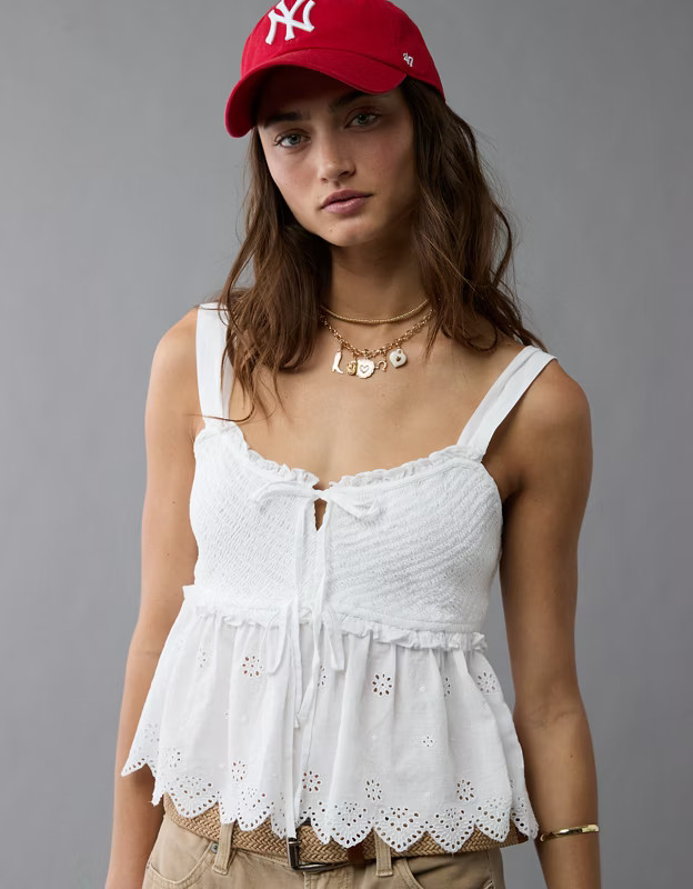 AE Smocked Babydoll Shirt | American Eagle Outfitters (US & CA)