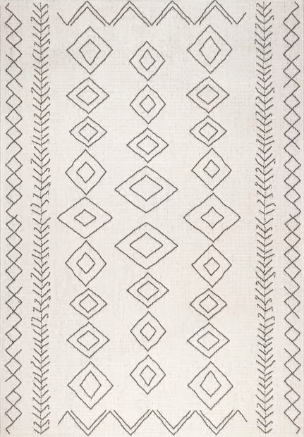 Ivory Moroccan Diamonds Indoor/Outdoor Area Rug | Rugs USA