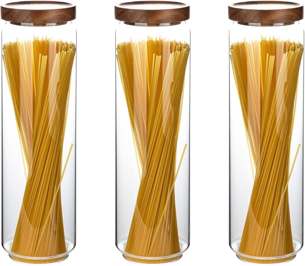 Homtop Glass Storage Containers Set of 3, 54 OZ High Borosilicate Glass Jars with Wooden Lids Kit... | Amazon (US)