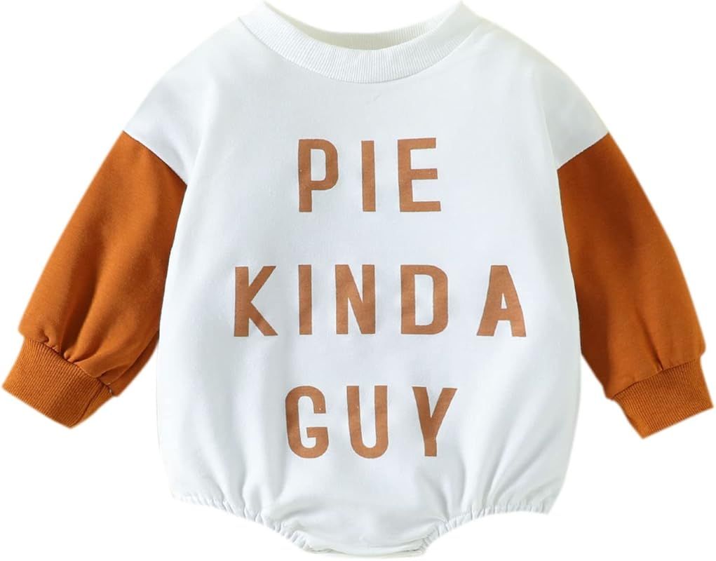 Newborn Infant Baby Boy Girl Halloween Outfit Oversized Long Sleeve Pumpkin Pie Sweatshirt Romper... | Amazon (US)