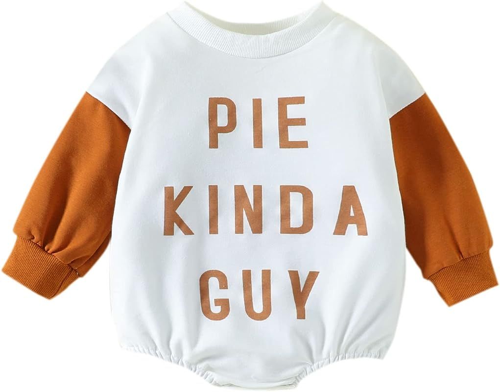 Newborn Infant Baby Boy Girl Halloween Outfit Oversized Long Sleeve Pumpkin Pie Sweatshirt Romper... | Amazon (US)