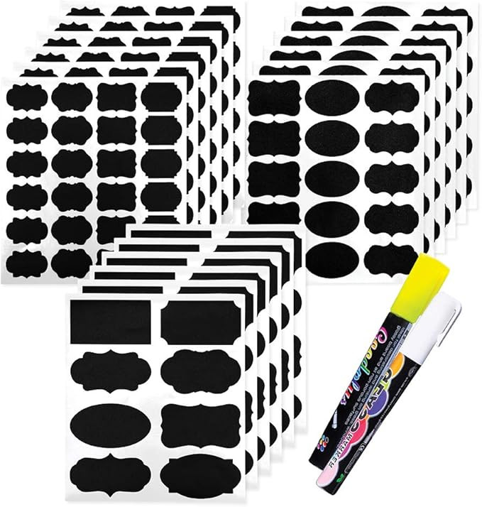 Chalkboard Labels 173 Pcs Pack, Reusable and Waterproof Stickers for Containers, Jars; Mason, Spi... | Amazon (US)