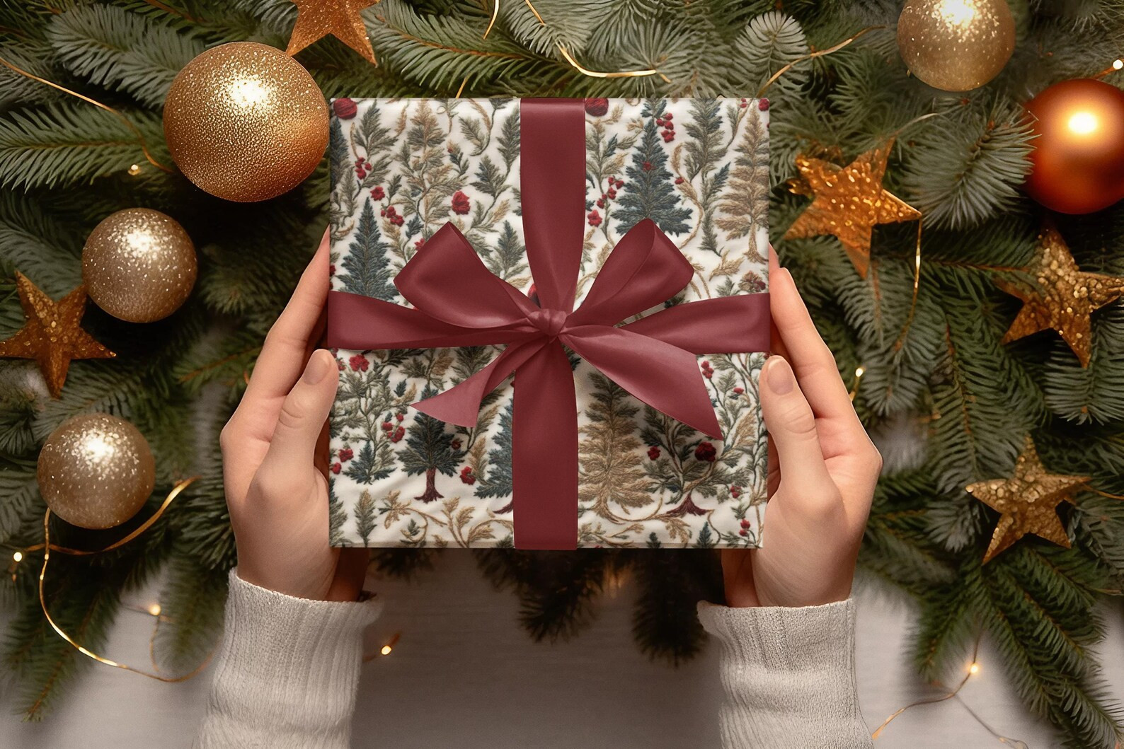 Traditional Old Christmas Gift Wrap, Unique Xmas Gift Wrap, Elegant Toile Holiday Wrapping Paper ... | Etsy (US)