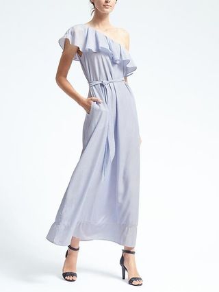 Banana Republic Womens Stripe One Shoulder Maxi Dress Size L Tall - White/blue | Banana Republic US