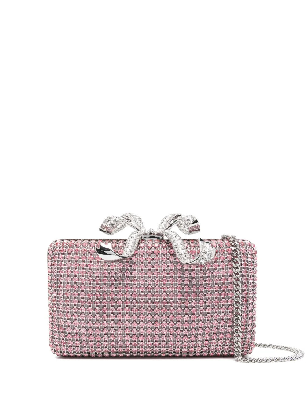 Self-Portrait crystal-embellished clutch bag - Pink | Farfetch Global