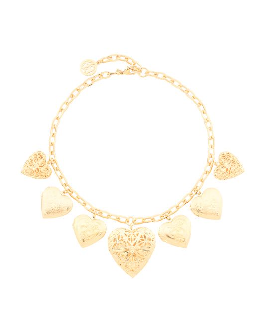 Gold Plated Necklace With Heart Lockers | TJ Maxx