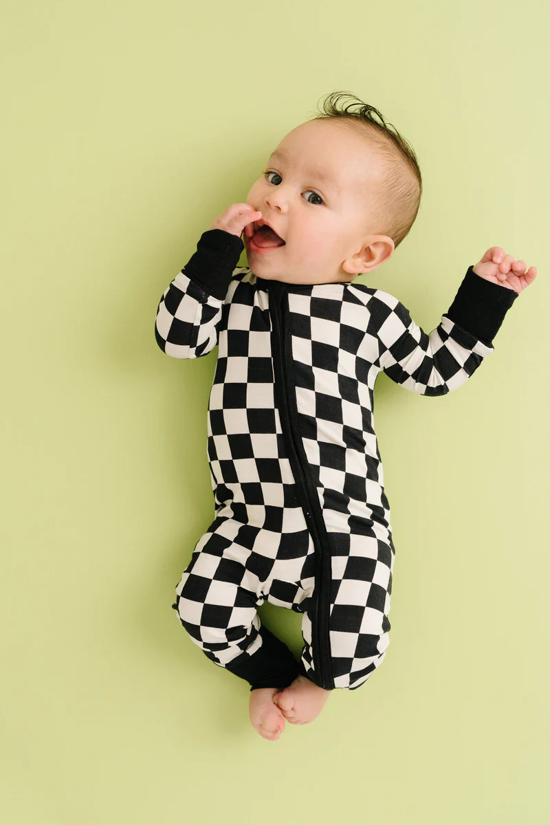 Black Checkered Bamboo Sleeper | Little One Shop Co