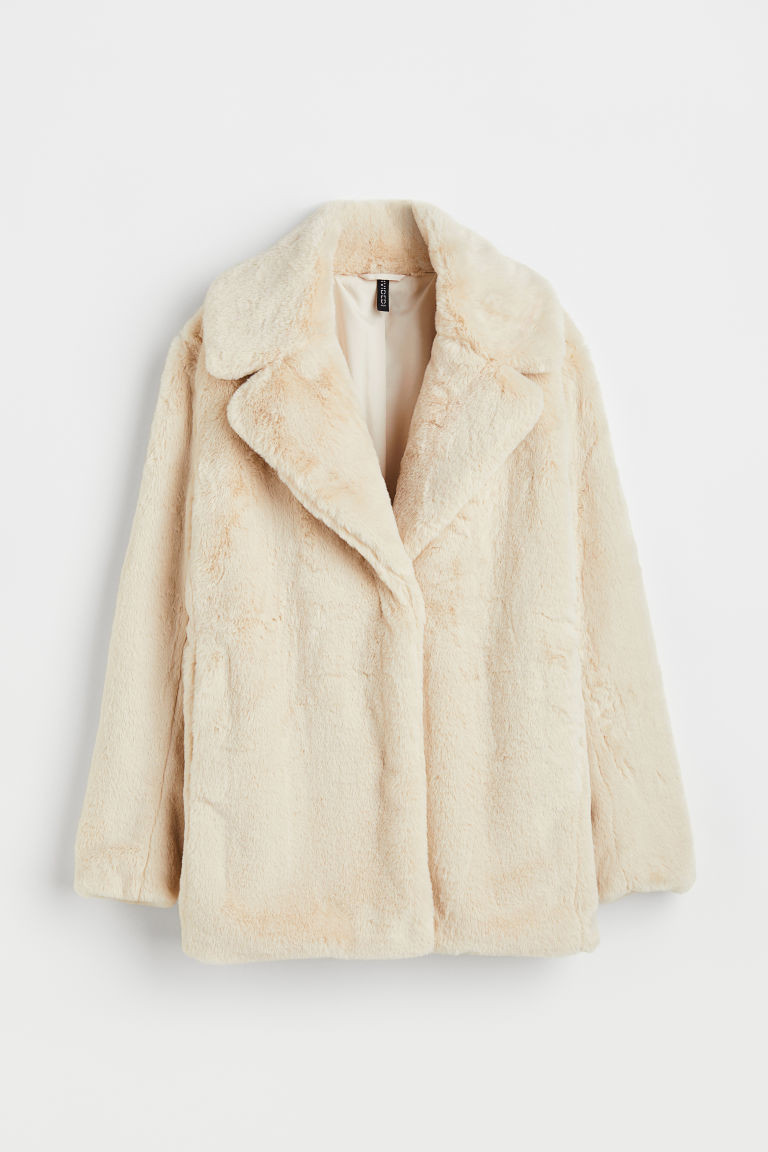H & M - Single-breasted Faux-fur Jacket - Beige | H&M (US + CA)