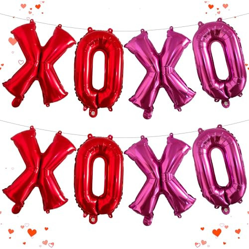 16 Inch Red & Pink XOXO Balloons – 8Pcs Valentine’s Day Mylar Letter Balloons Banner for Valentine’s Day, Wedding, Engagement, Galentine’s Day, Bridal Shower, Anniversary & Romantic Party Decorations | Amazon (US)