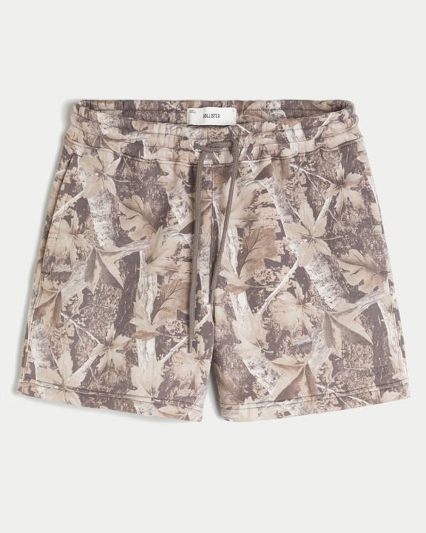 Mid-Thigh Camo Loose Fleece Shorts | Hollister (US)