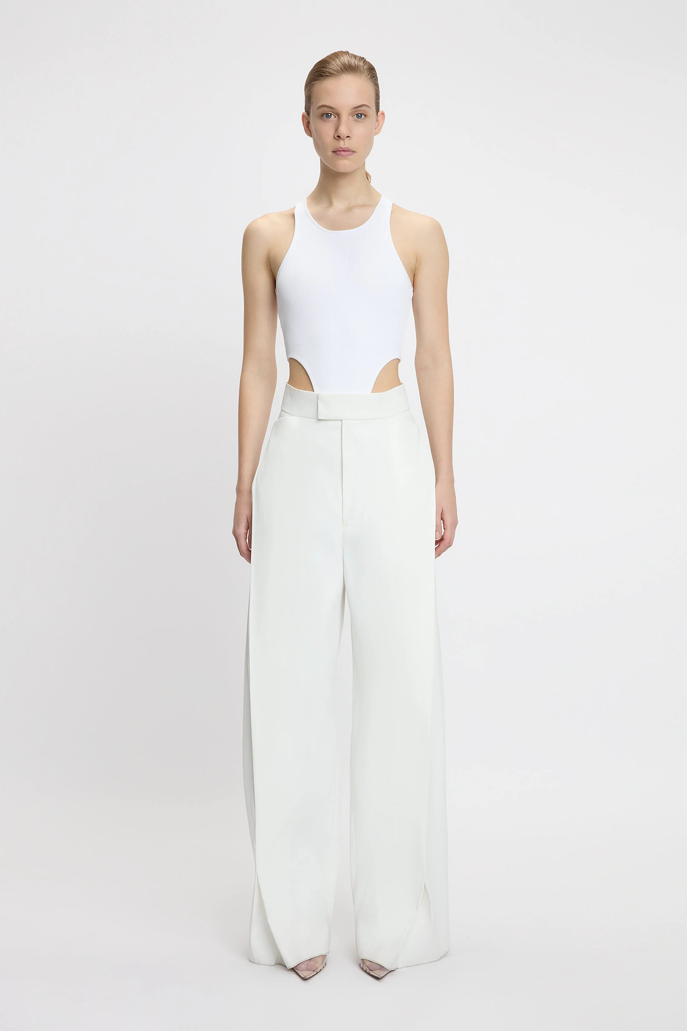 High Leg Bodysuit In White | Victoria Beckham US