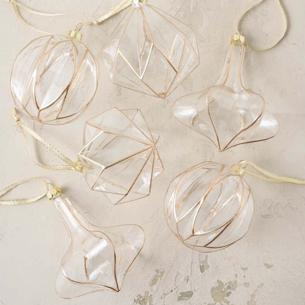 Vintage Glass and Gold Ornaments Set of 6 | Magnolia