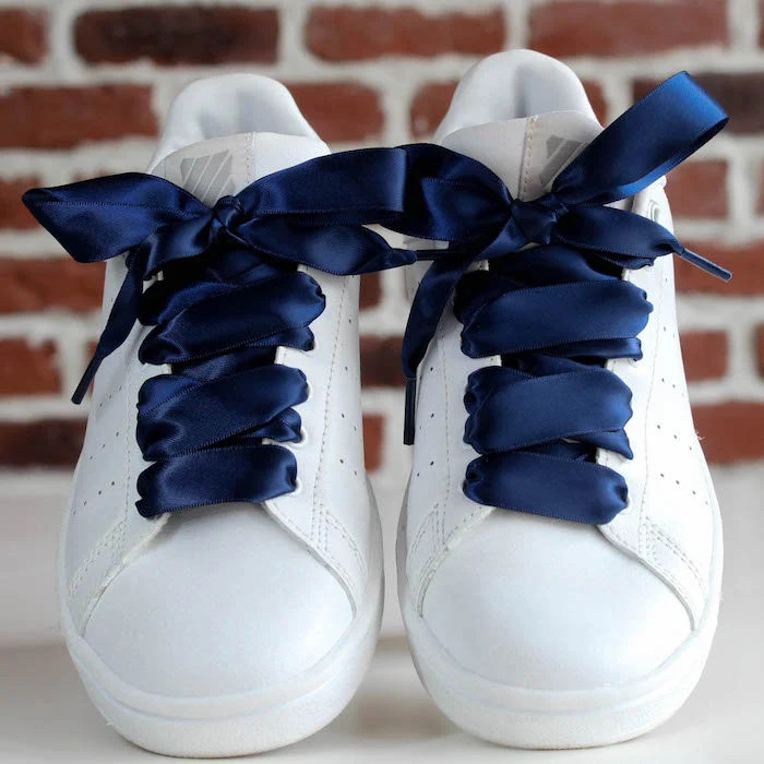 Midnight Blue Satin Laces - Premium Accessories for Your Sneakers and Shoes - Stylish Satin Ribbon Laces - Custom shoelaces for wedding | Etsy (Global)