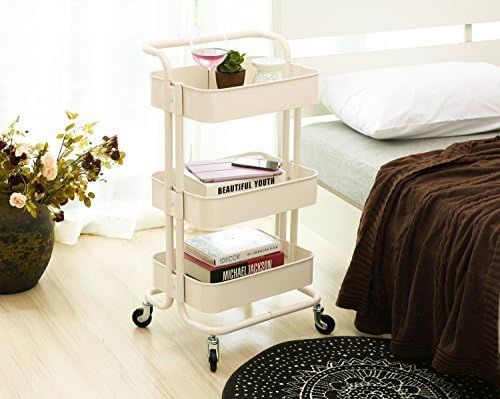 HollyHOME 3 Tier Rolling Cart Metal Utility Cart with Handles, Art Cart Bathroom Storage Cart Kit... | Amazon (US)