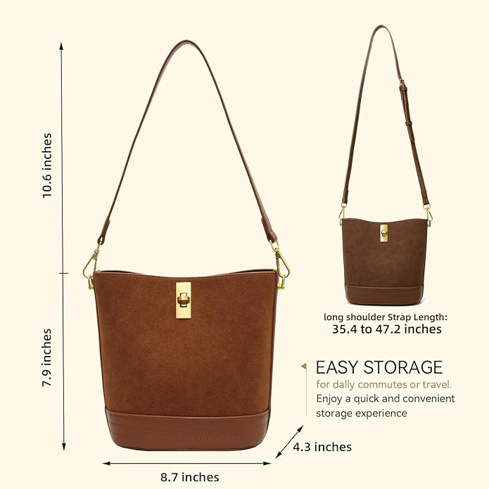 Small Bucket Bag Bucket Purse for Women Shoulder Purse Crossbody Handbag Mini Faux Suede Hobo Bag | Amazon (US)