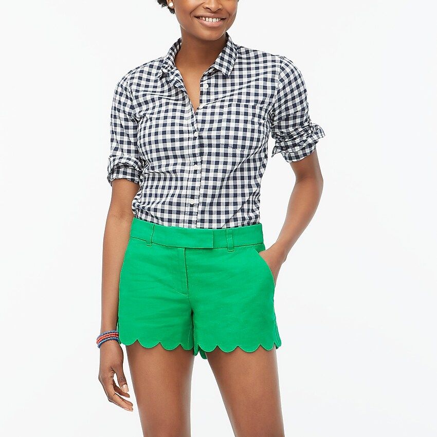 4" linen-cotton scalloped hem short | J.Crew Factory