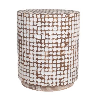 East at Main 25.78" New Hampton Round End Table White Patina: Coconut Shell Mosaic, No Assembly R... | Target