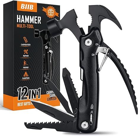 BIIB Stocking Stuffers Gifts for Men, 12 in 1 Hammer Multitool, Camping Accessories Tools Gadgets... | Amazon (US)