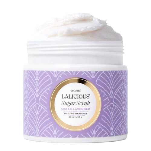 LALICIOUS Sugar Lavender Exfoliating & Moisturizing Body Scrub | Sugar & Coconut Oil | Pre-Shave Scrub for Ingrown Hairs & Razor Bumps | Gently Buffs & Smooths Sensitive Skin | No Parabens Large 16oz | Amazon (US)