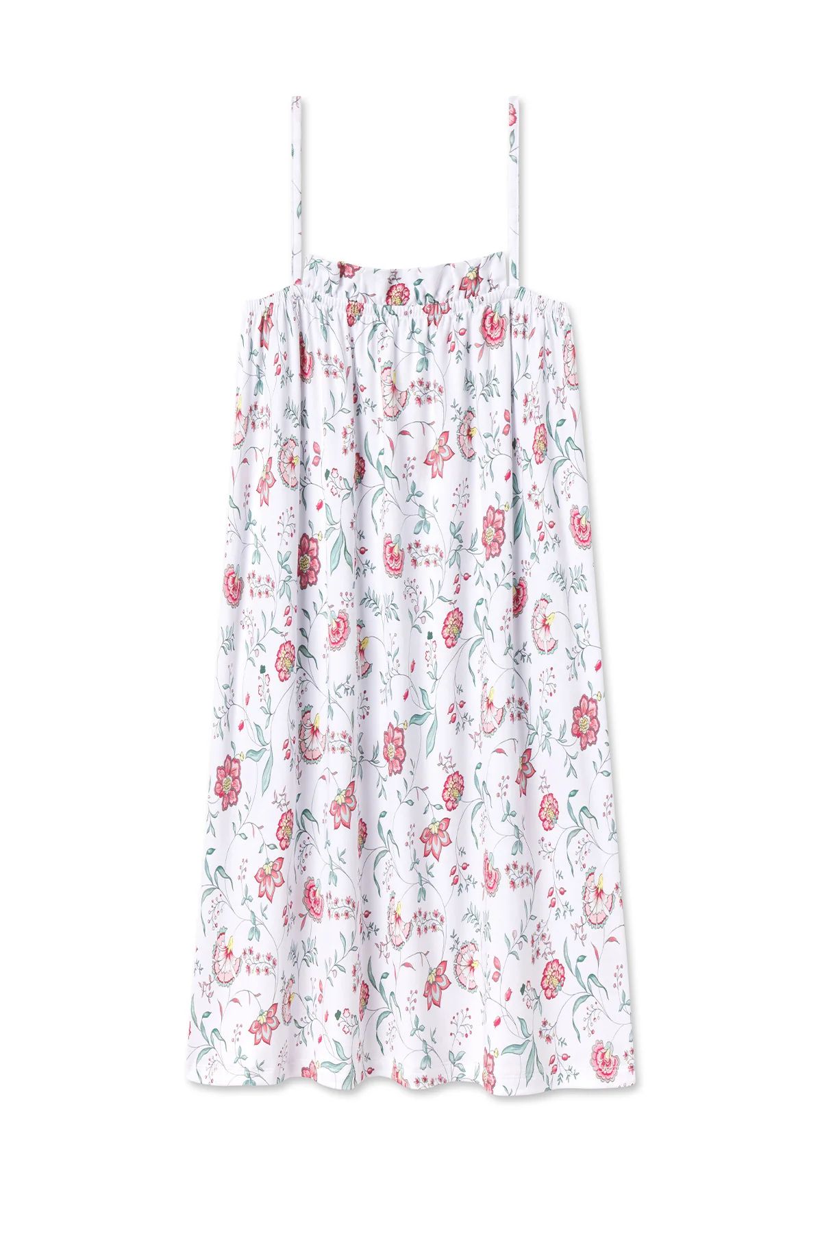 Pima Ruffle Nightgown in Garden Vines | Lake Pajamas