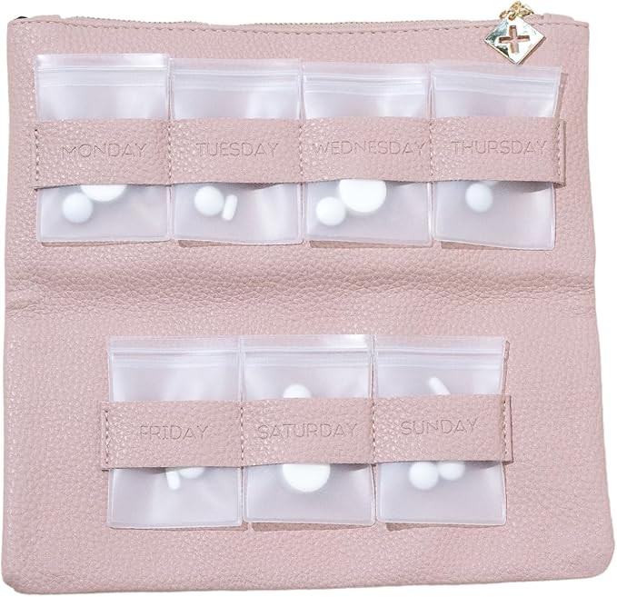 Dosey Gold Era 7-Day Pill Purse - Vegan Leather Daily Pill Organizer - Luxury Travel Pouch, Airti... | Amazon (US)