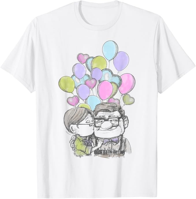 Disney Pixar Up Valentine's Day Carl and Ellie Balloons T-Shirt Small | Amazon (US)