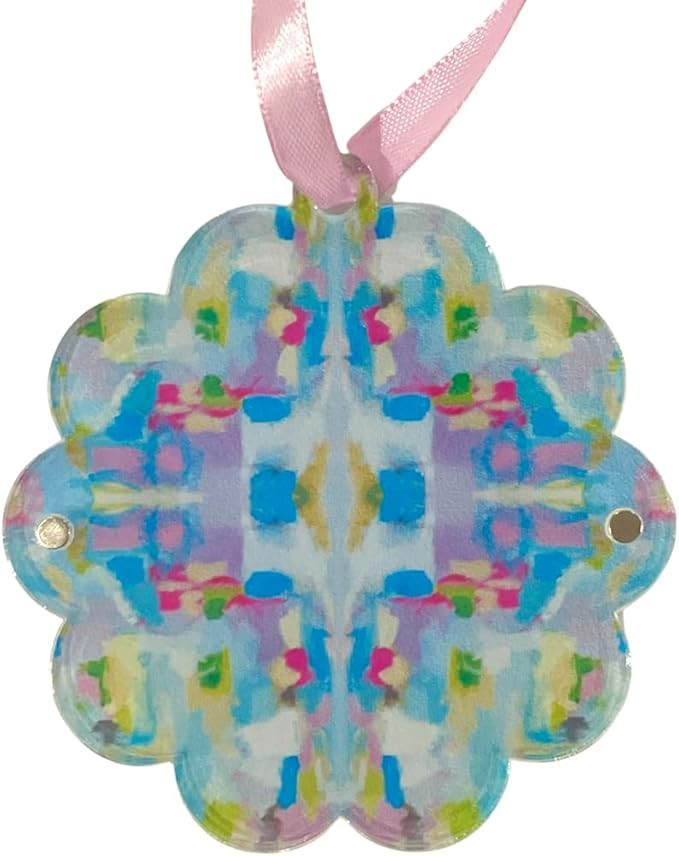 Scalloped Acrylic Photo Frame Ornament with Magnetic Closure - Holds 2x2 Wallet Photo - Decorativ... | Amazon (US)