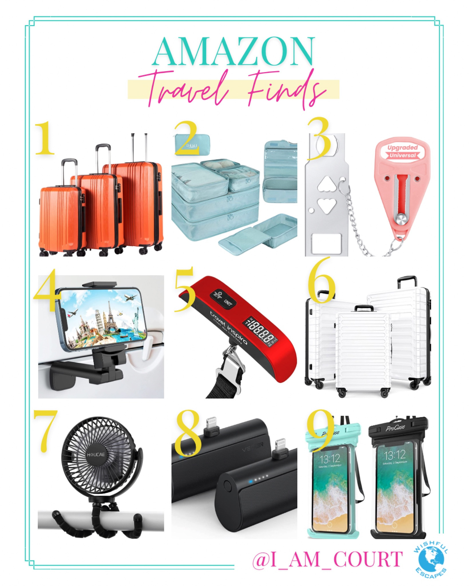 Amazon Travel Finds. Luggage. Portable Fan. Luggage Scale. Packing Cubes. Waterproof Phone Case

#LTKtravel #LTKstyletip