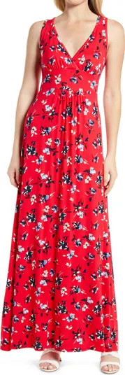 Loveappella Floral V-Neck Jersey Maxi Dress | Nordstrom | Nordstrom
