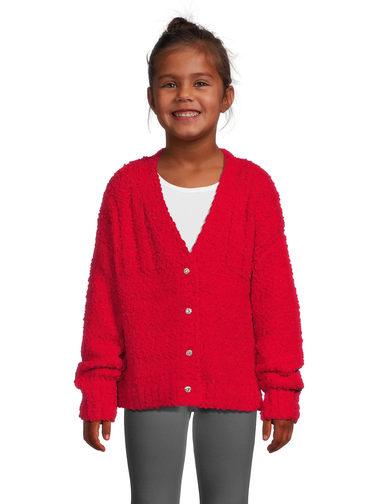 Wonder Nation Girls Long Sleeve Party Cardigan, Sizes 4-18 & Plus | Walmart (US)