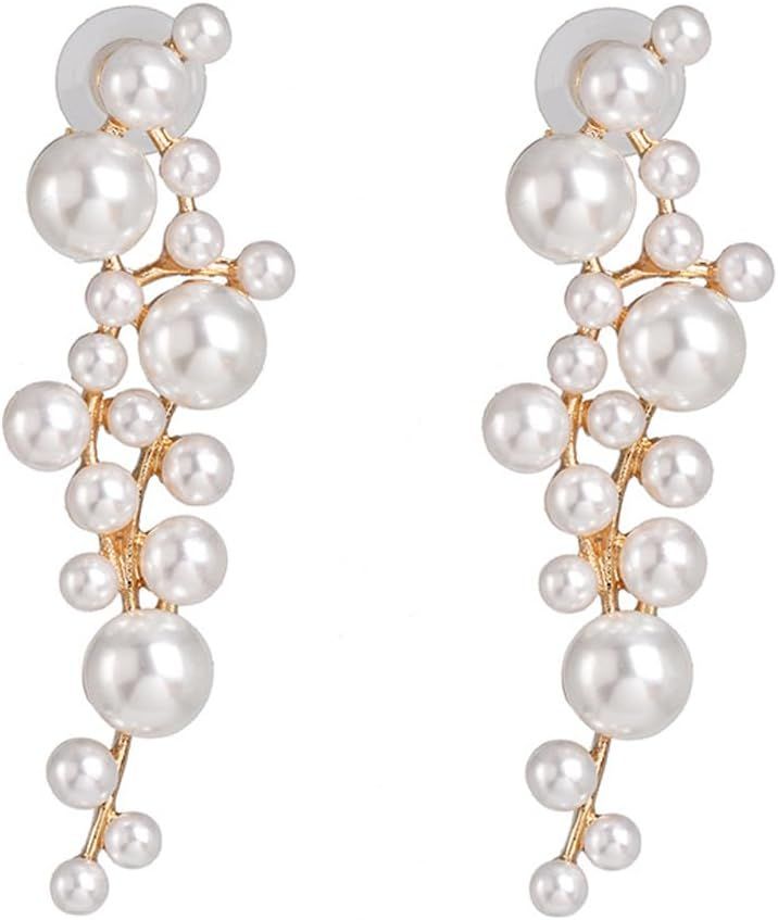 Pearl Dangle Earrings Long Tassel Pearl Earrings for Women Dainty Pearl Chain Earrings Jewelry fo... | Amazon (US)