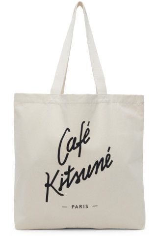 Beige 'Café Kitsuné' Tote | SSENSE