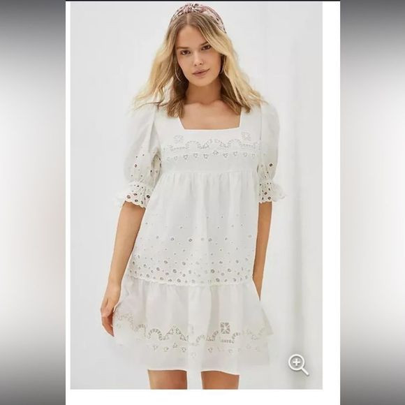 Forever That Girl Lace white dress XL Anthropologie Audrina Eyelet Mini Dress | Poshmark
