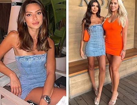Daacee Women's Sexy Denim Strapless Dress One Piece Sleeveless Tube Top Bodycon Club Party Jean M... | Amazon (US)