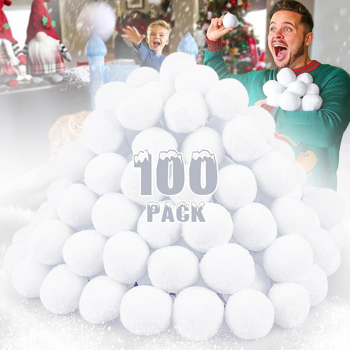 LQYoyz Snowball Fight Set Indoor 100 Pack 2 Inch Large Size Fake Snow Fight Ball for Kids Artific... | Amazon (US)