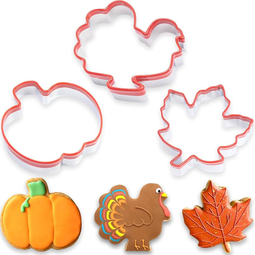 3 Pcs Thanksgiving Cookie Cutters 4.5'', 4'', 3.6'', Fall Cookie Cutters, Holiday Cookie Cutter, ... | Amazon (US)