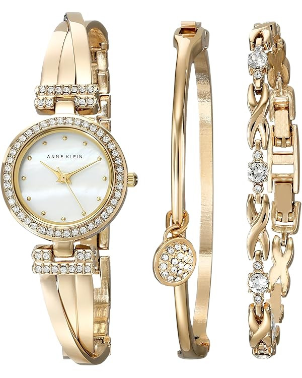 Anne Klein Women's Premium Crystal Accented Bangle Watch and Bracelet Set | Amazon (US)