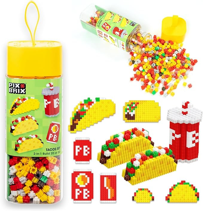 Pix Brix Pixel Art Kit Puzzle Bricks - Food Series, Taco & Drinks - Patented Building Brick Set t... | Amazon (US)