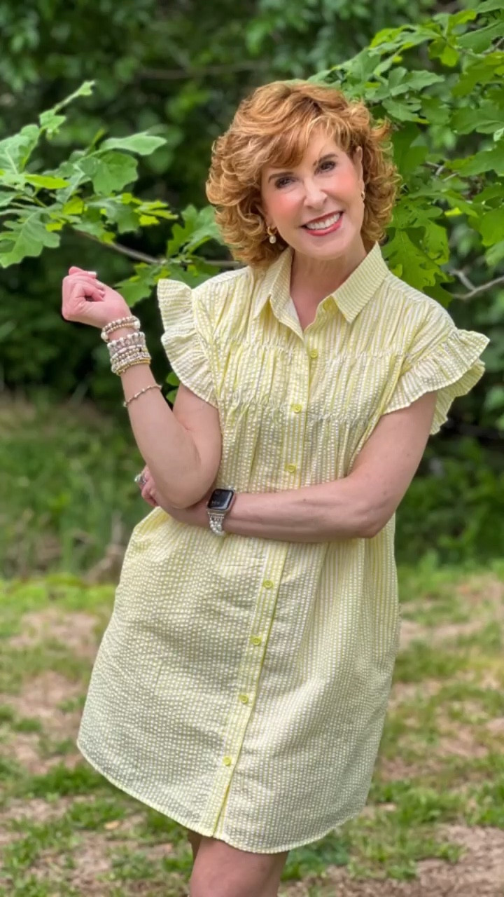 Looking for the perfect spring outfit or summer outfit! Try this dress! 

super lightweight seersucker shift dress! (Also in light blue or pale pink.) It has smocking along the neckline and sweet ruffled sleeves. It fits TTS and it’s perfect with sandals or sneakers! 

I paired it with a white bracelet stack, pearl Apple Watch band, and pearl drop earrings.

#LTKstyletip #LTKSeasonal #LTKfindsunder100