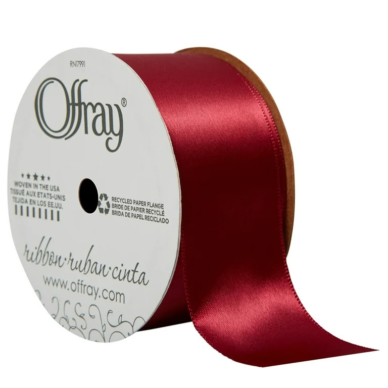 Offray Ribbon, Red Wine 1 1/2 inch Double Face Satin Polyester Ribbon, 12 feet | Walmart (US)