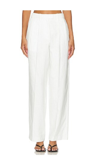 Newman Linen Pant in White Stripe | Revolve Clothing (Global)