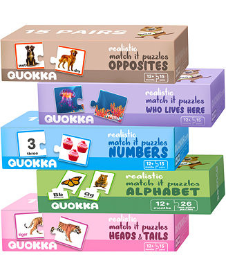 QUOKKA 5X MEGASET Matching Puzzles for Toddlers 3-5 - Numbers, Animals, Opposites - Macy's | Macy's