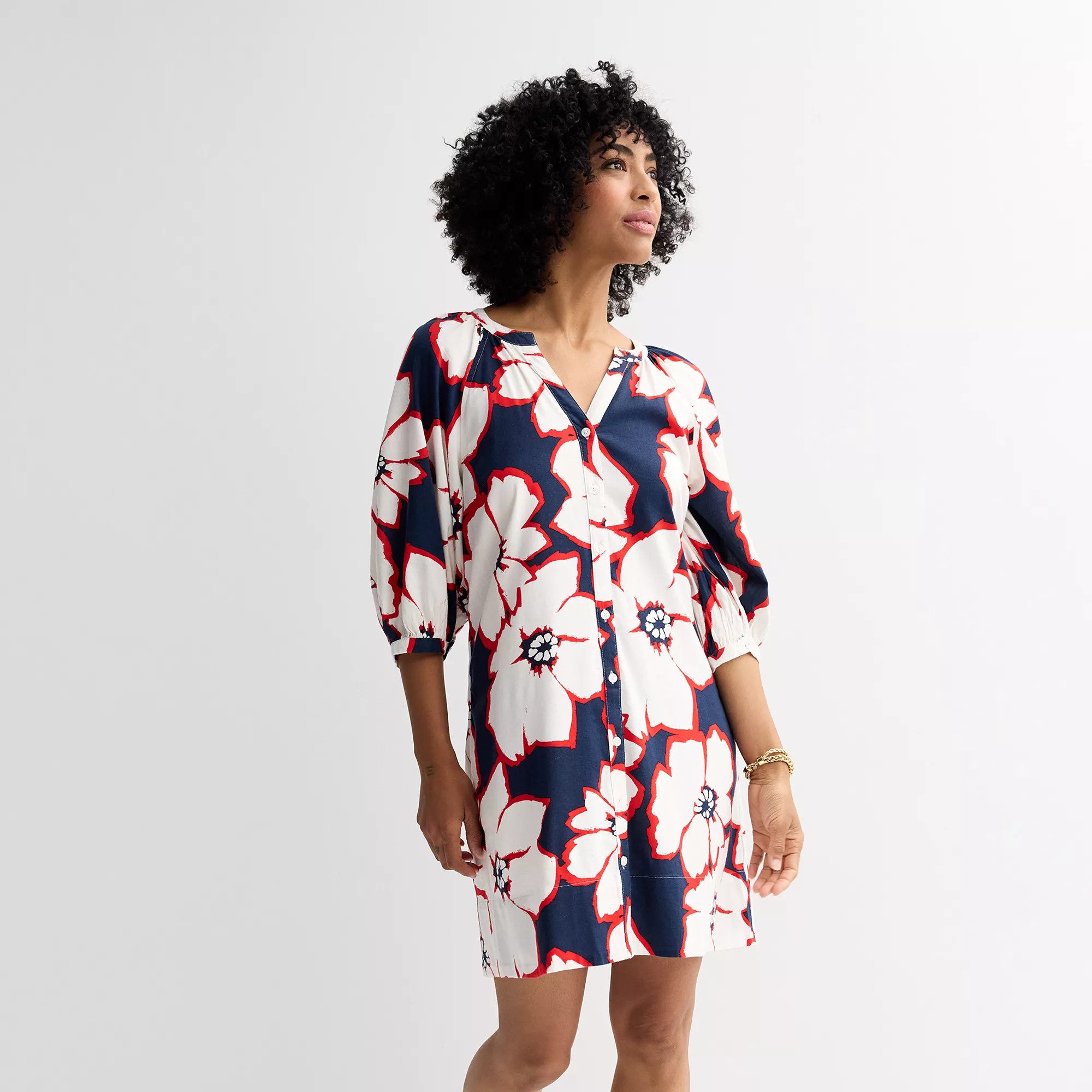 Petite Sonoma Goods For Life® Button-Front Shift Dress | Kohl's