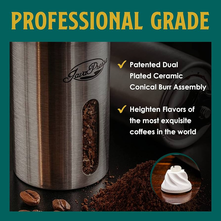 JavaPresse Manual Coffee Grinder — Stainless Steel Manual Conical Burr Coffee Bean Grinder with... | Amazon (US)