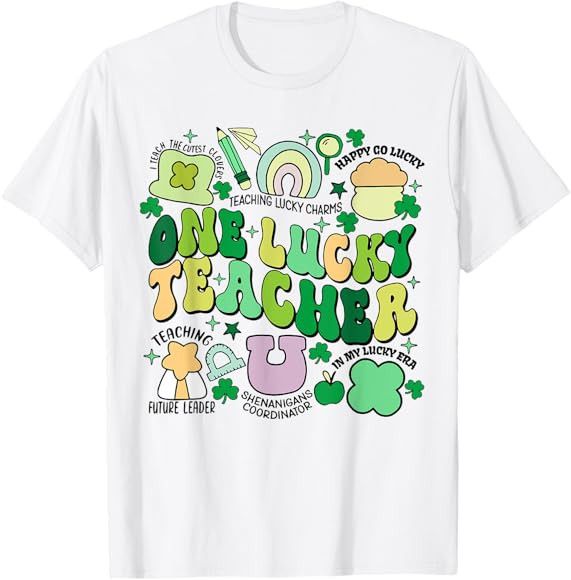 One Lucky Teacher St. Patrick's Day Irish Teacher Lucky Era T-Shirt | Amazon (US)