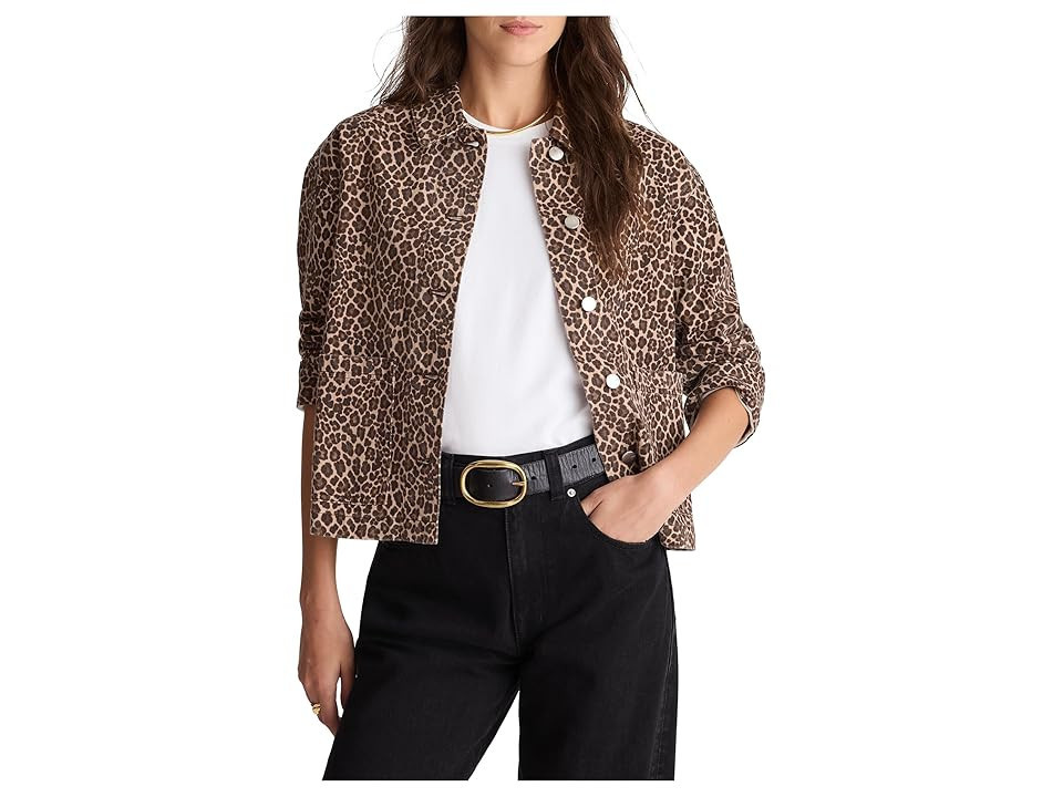 Madewell Swing Jacket In Leopard Print Women's Jacket Dark Mocha : LG (Women's 10-12), Cotton | Zappos