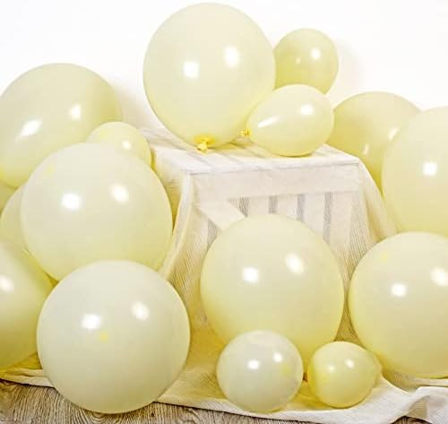 100 Pcs Pastel Yellow Balloons, 12inch + 5inch Light Yellow Latex Party Balloons, Baby Yellow Bulk B | Amazon (US)