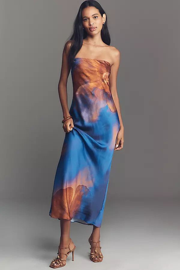 The Fleur Strapless Satin Maxi Slip Dress | Anthropologie (US)